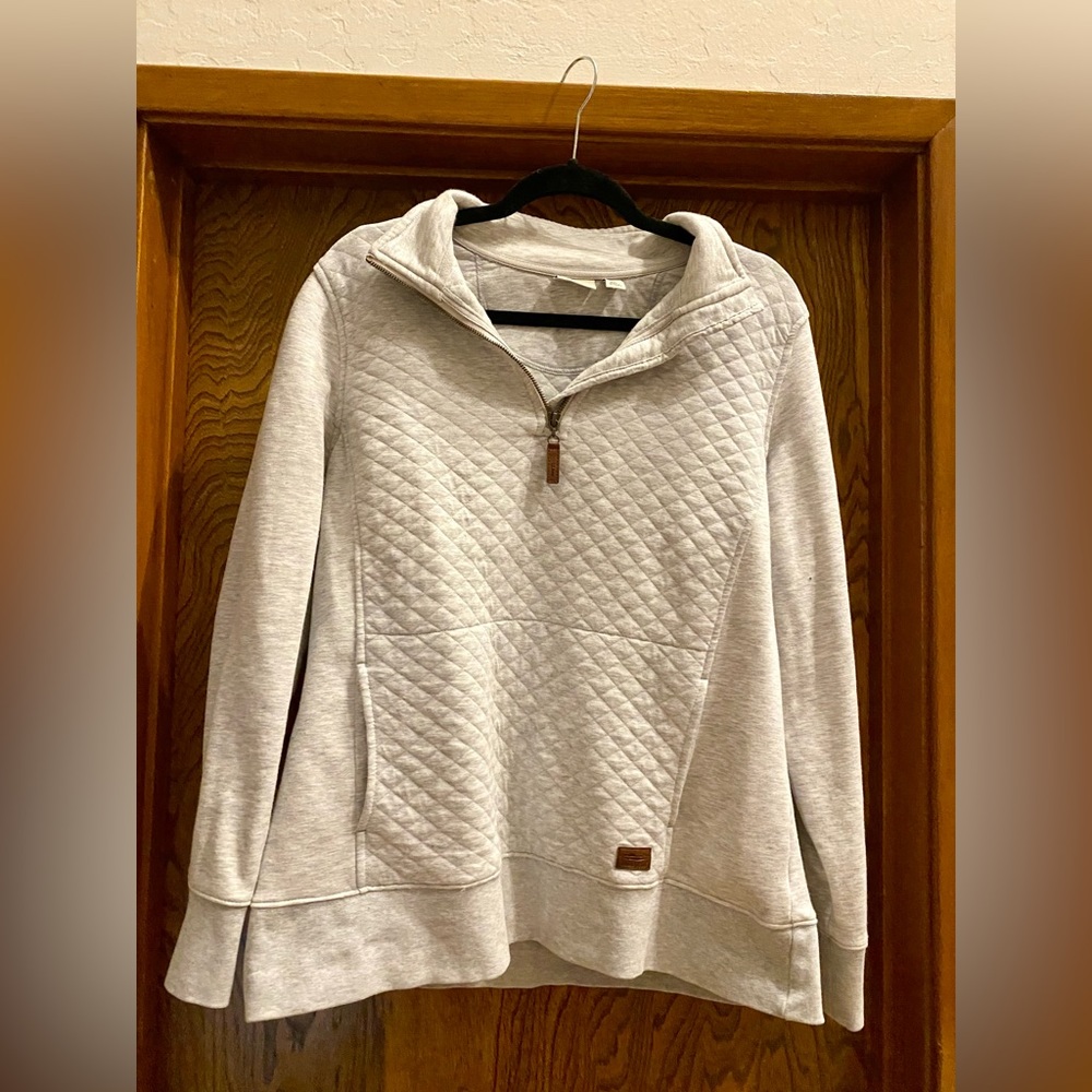 L.L.Bean Women's Quilted Quarter-Zip Pullover, light gray heather